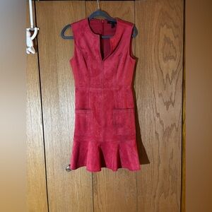 BCBGMaxAzria red suede ruffle dress